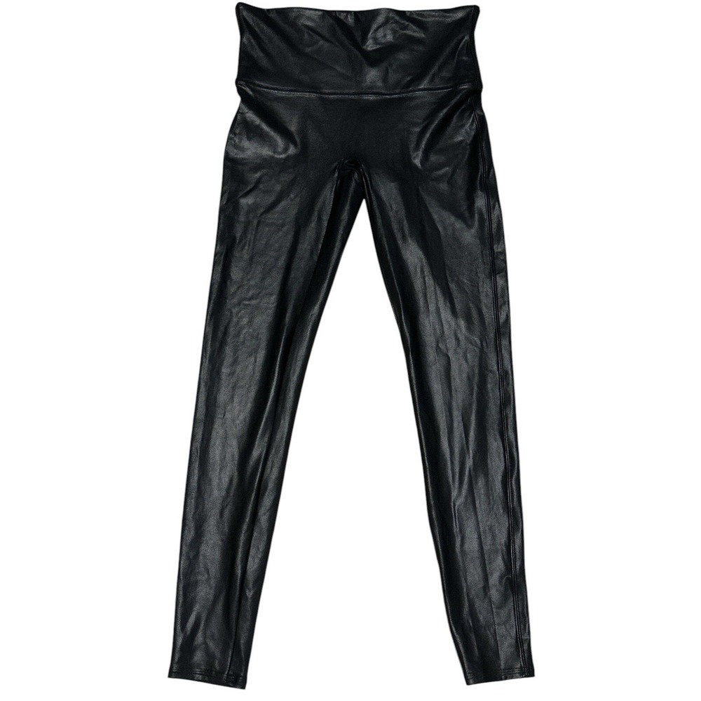 Spanx Faux Black Stretch Leggings Size L 80% Polyester/20% Elastane